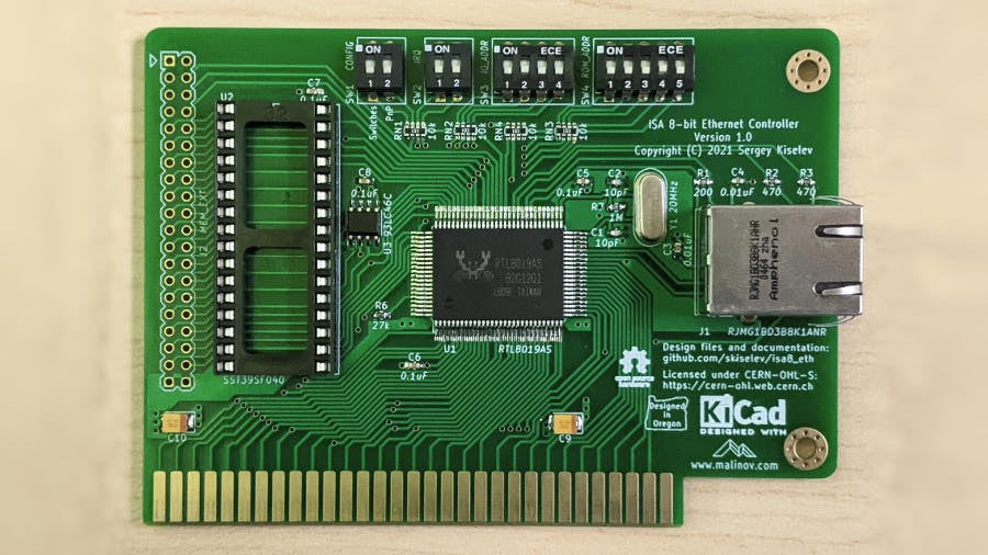 Sergey Kiselev's Open-Hardware 8-Bit ISA NIC Gets Your IBM PC, XT, or Other Vintage System Online