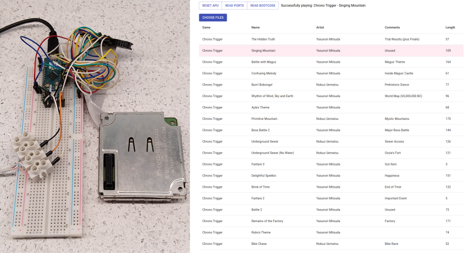 Play SNES SPC audio files from your browser using original hardware and Arduino