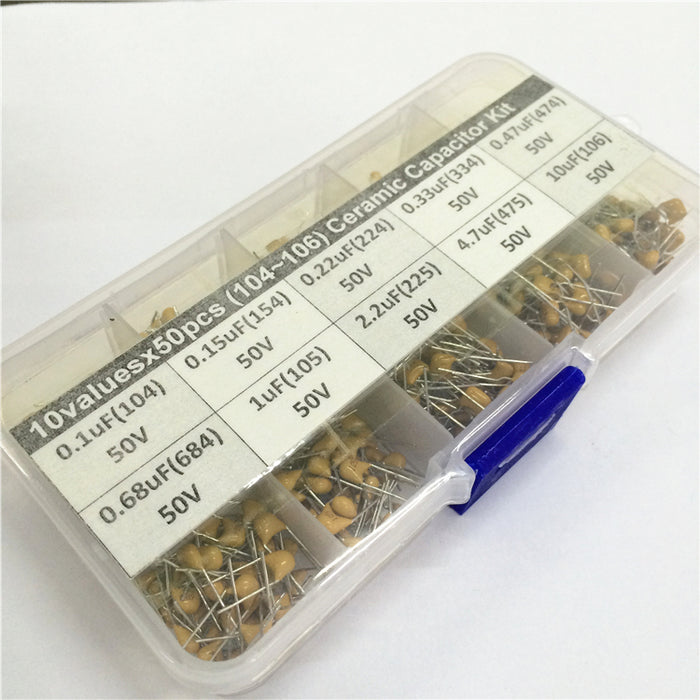 Great value 0.1uF to 10uF 50V Monolithic Capacitor Kit with 500 Pieces from PMD Way with free delivery worldwide