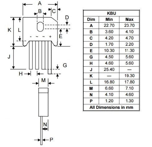Great value 1000V 8A KBU810 Diode Bridge Rectifiers in packs of ten from PMD Way with free delivery worldwide