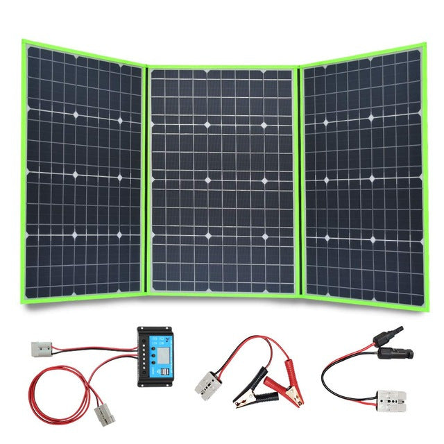 Keep your campsite, RV, caravan or boat battery charged up, or operate a 12V DC power system for your location with ease using one of these 12V 100W to 300W Folding Solar Power Supply Kits from PMD Way with free delivery worldwide