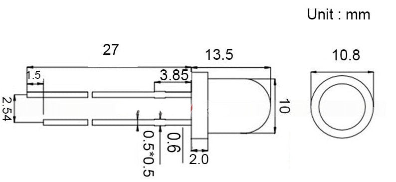 10mm Blue Diffused LED - 50 Pack from PMD Way with free delivery worldwide