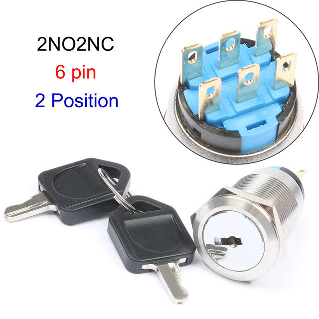 19mm IP67 Brass Chrome Key Switches from PMD Way with free delivery worldwide