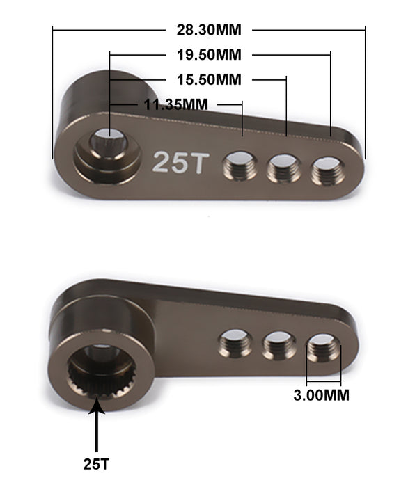 Aluminium Half Servo Arm 25T 28.5mm in various colors from PMD Way with free delivery worldwide