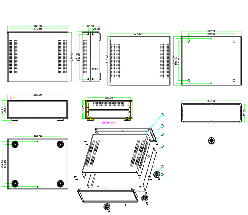 Metal Instrument Case - 280 x 210 x 80mm from PMD Way with free delivery worldwide