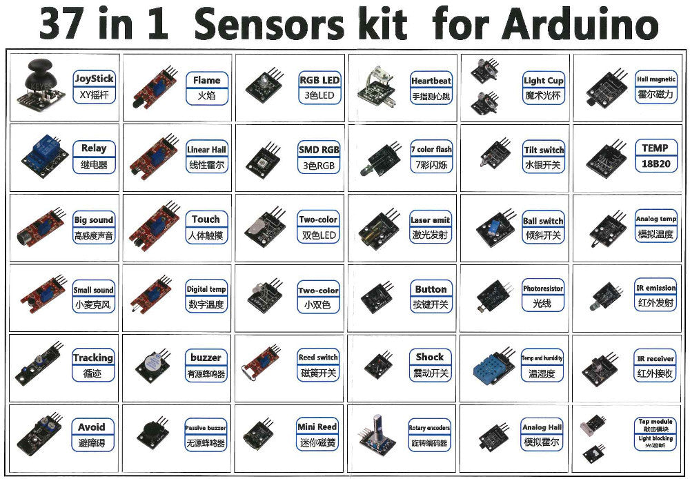 Incredible range of 37 sensor modules in one box - ideal for Arduino, Raspberry Pi and more - from PMD Way with free delivery, worldwide