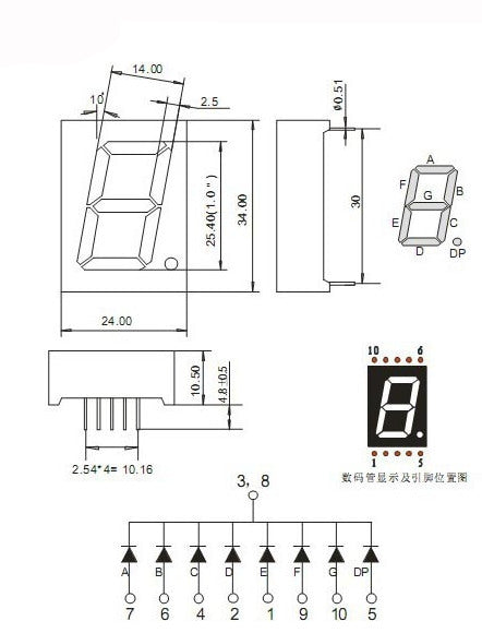 1" 7 Segment LED Display - 5 Pack - Various Colors from PMD Way with free delivery worldwide