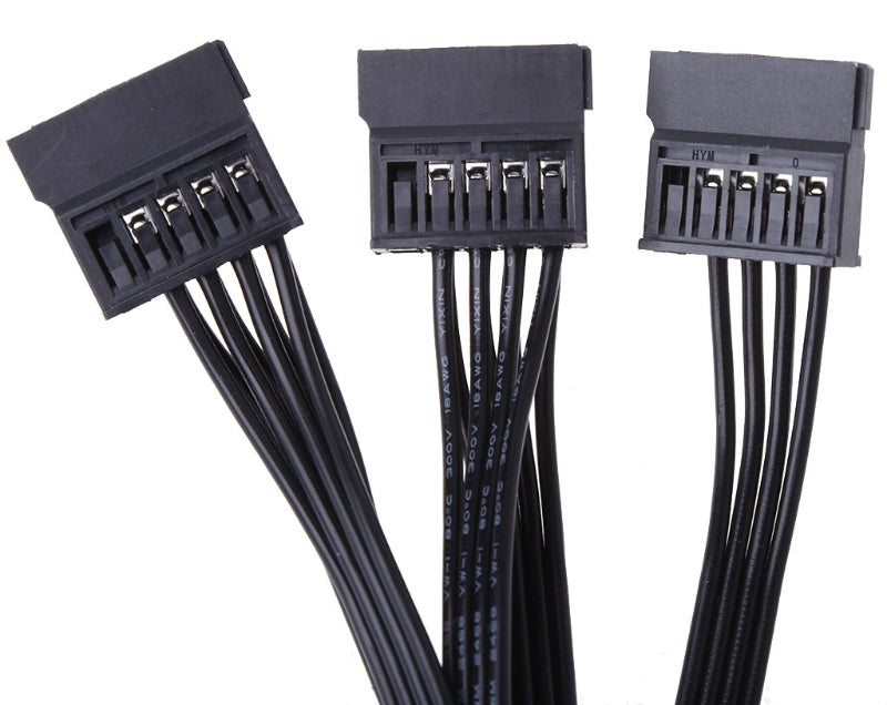 Easily power five SATA drives from one IDE connector with the ATX 4-Pin IDE Molex Connector to 5 SATA Splitter Cable from PMD Way with free delivery worldwide