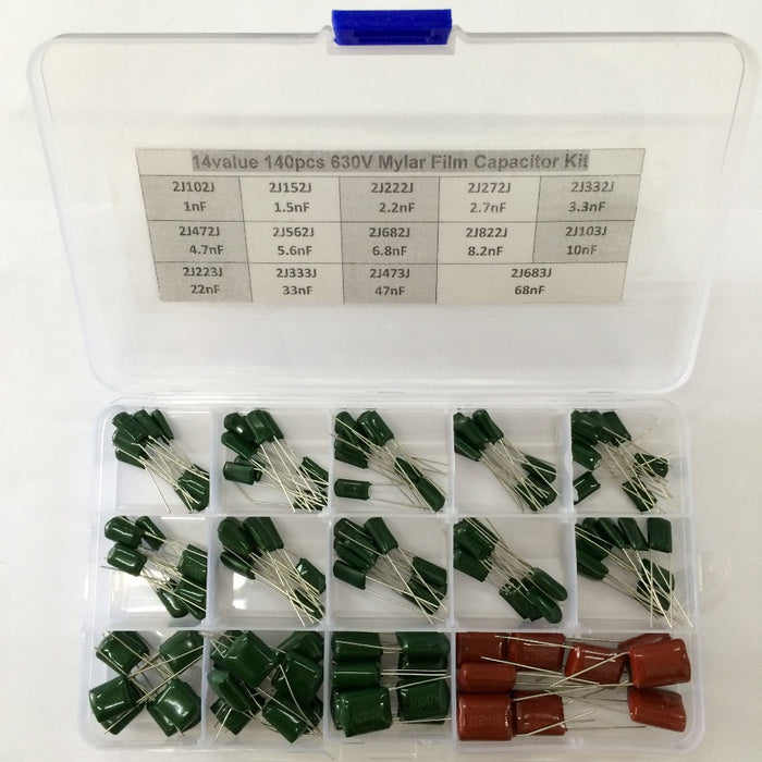 Great value Boxed Assortment 630V Polyester Capacitor Kit - 140 Pieces from PMD Way with free delivery worldwide