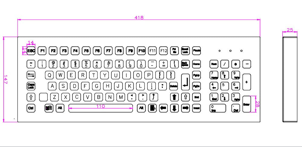 103 Key Stainless Steel Computer Keyboard from PMD Way with free delivery worldwide