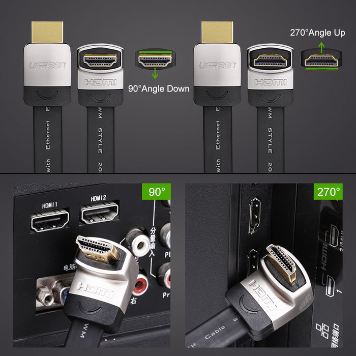 The perfect flat HDMI cable with angled plugs from PMD Way with free delivery worldwide