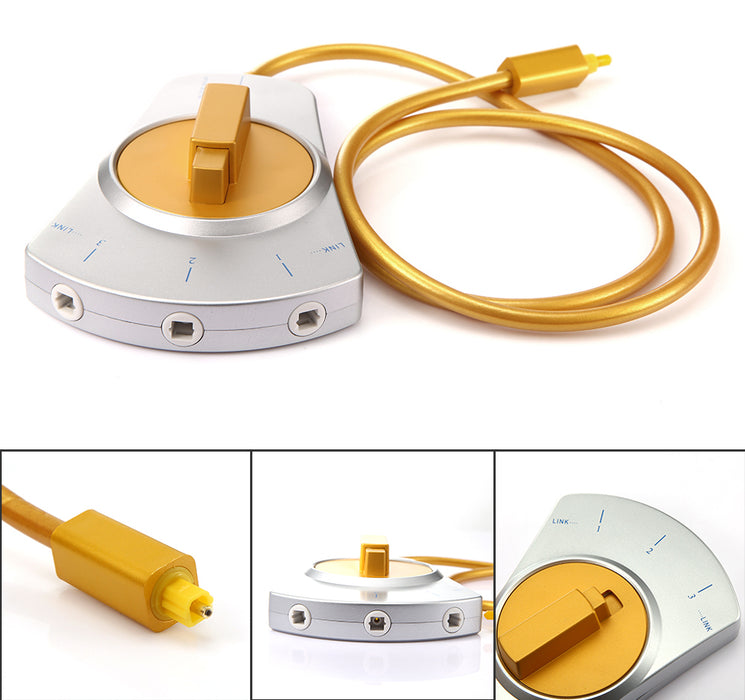 Direct TOSLINK digital audio to one of three devices with this TOSLINK Cable Triple Swichbox from PMD Way with free delivery worldwide