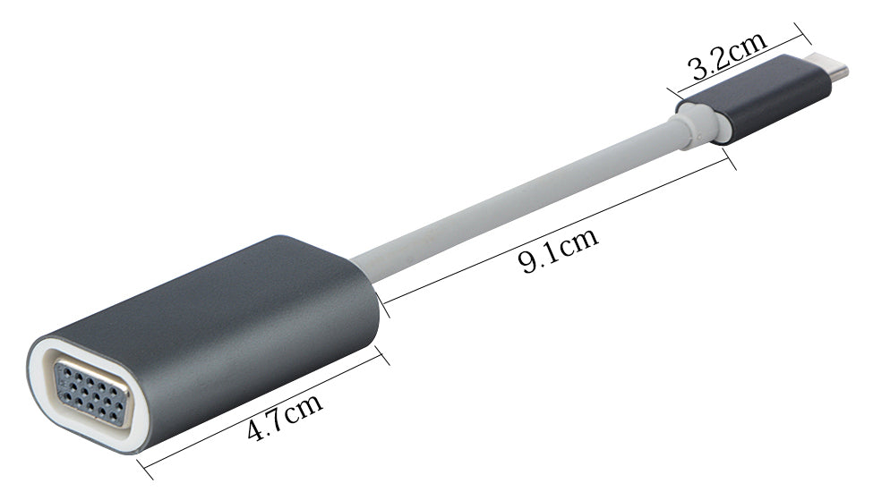 Easily use VGA displays or projectors with Macbooks or newer computers with the USB C Thunderbolt Plug to VGA Video Socket Adaptor from PMD Way with free delivery worldwide