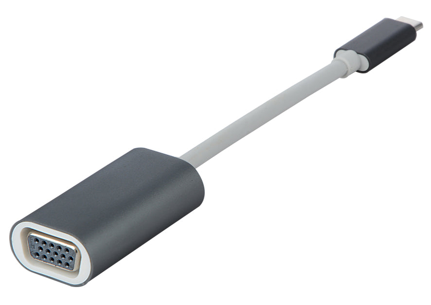 Easily use VGA displays or projectors with Macbooks or newer computers with the USB C Thunderbolt Plug to VGA Video Socket Adaptor from PMD Way with free delivery worldwide