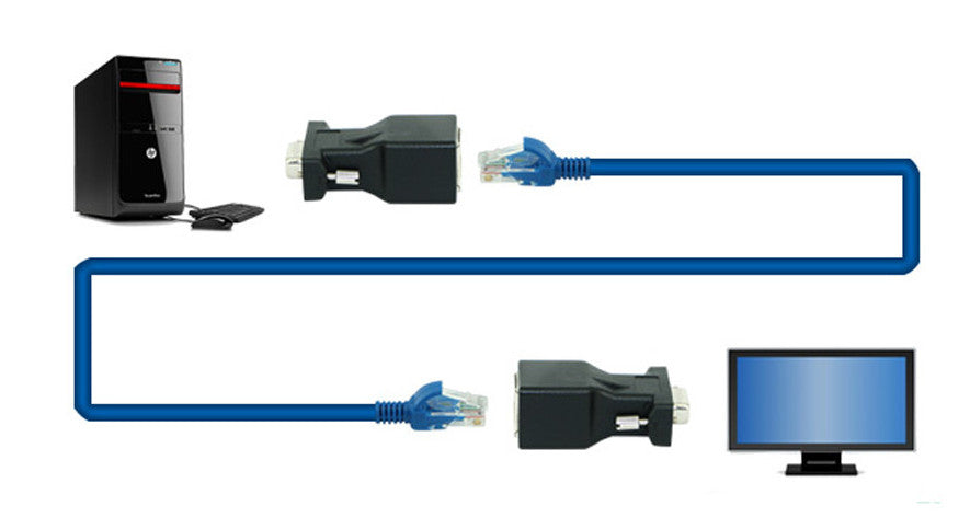 Easily extend VGA video signals using the VGA Extender over RJ45 Ethernet Cable from PMD Way with free delivery worldwide