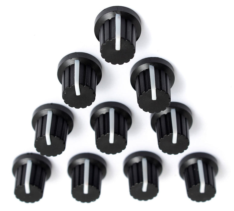 Black Plastic Potentiometer Knobs - 10 Pack from PMD Way with free delivery worldwide