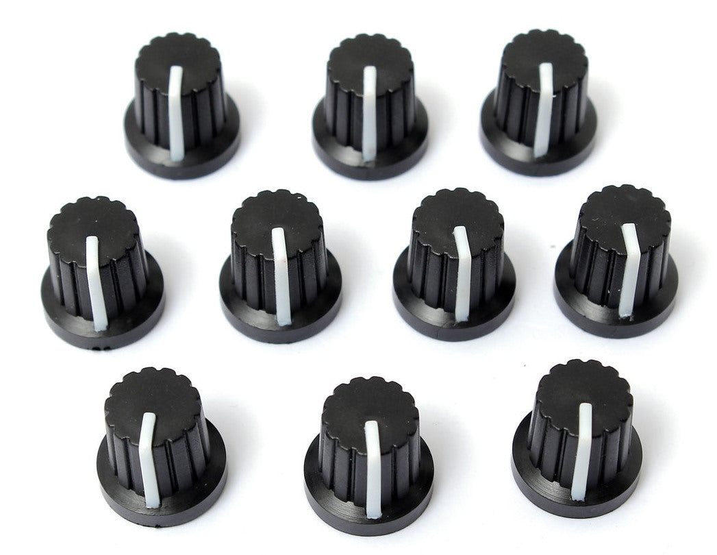 Black Plastic Potentiometer Knobs - 10 Pack from PMD Way with free delivery worldwide