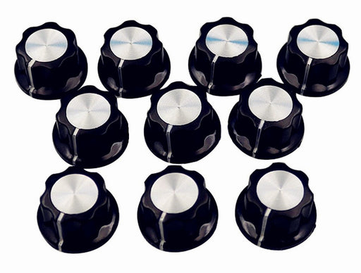 Black and Silver Potentiometer Knobs - 10 Pack from PMD Way with free delivery worldwide