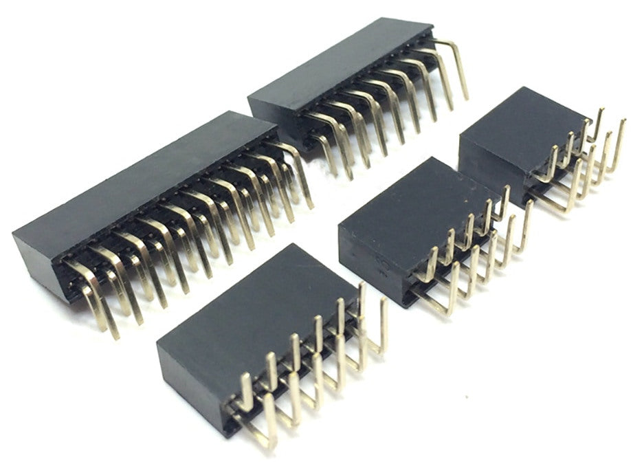 Female Double Row Right Angle Header Strips - Various Sizes - 10 Pack from PMD Way with free delivery worldwide