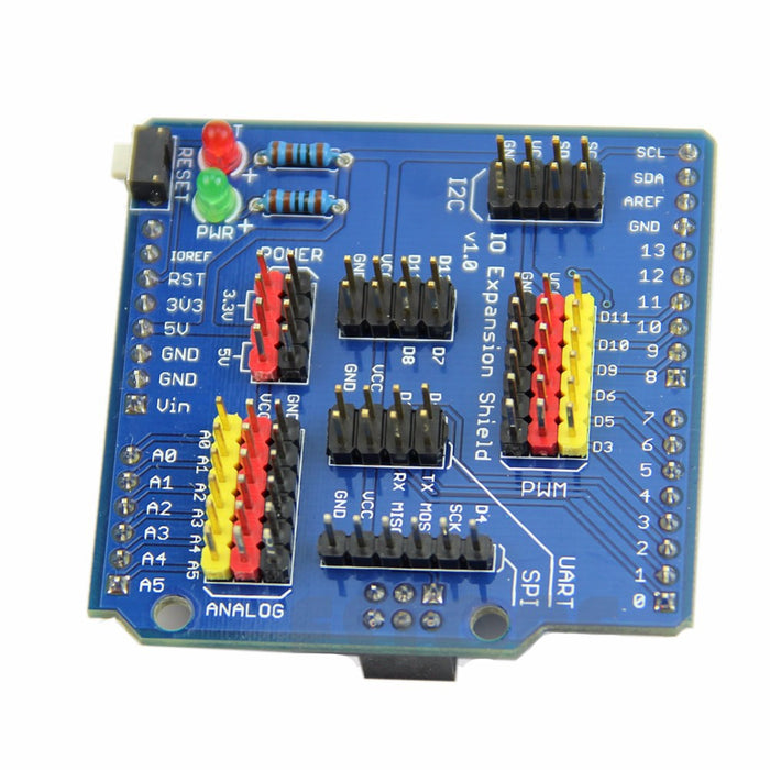 Easily conect servos and more to your Arduino with the Sensor I/O Shield for Arduino from PMD Way - with free delivery, worldwide