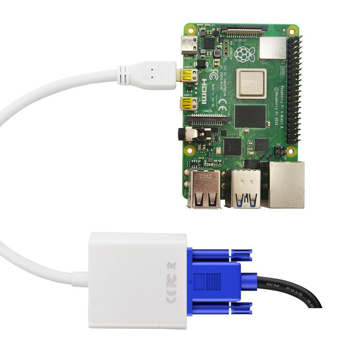 Use your Raspberry Pi 4 Model B with VGA monitors using the Micro HDMI to VGA Socket Adaptor from PMD Way with free delivery worldwide