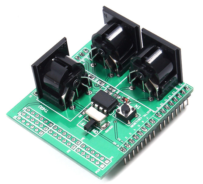 Control audio equipment with Arduino using the MIDI Breakout Shield for Arduino from PMD Way with free delivery, worldwide