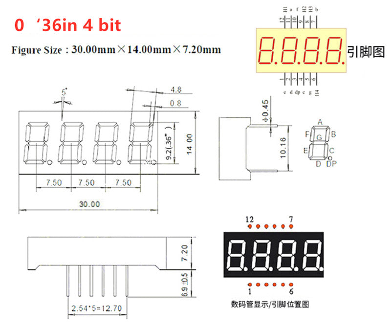 Red 7 Segment LED Display Modules - 5 Pack - Various Sizes