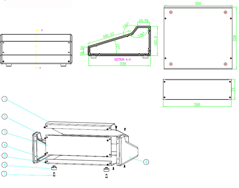 Sloped Metal Instrument Case 230 x 110 x 250mm from PMD Way with free delivery worldwide