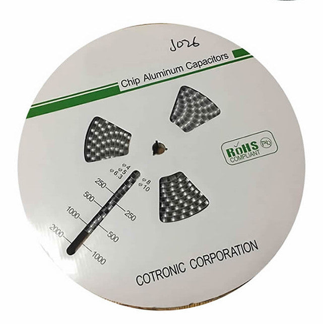 Quality 220uF 470uF 1000uF 10 x 10.2mm SMD Aluminum Electrolytic Capacitors in reels of 500 from PMD Way with free delivery worldwide