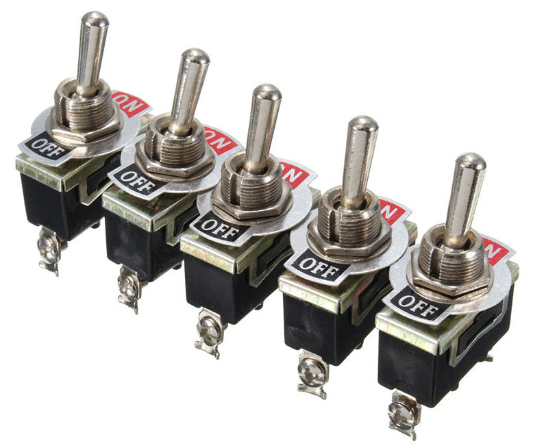 Heavy Duty 15A 250V SPST Toggle Switches in packs of five from PMD Way with free delivery worldwide