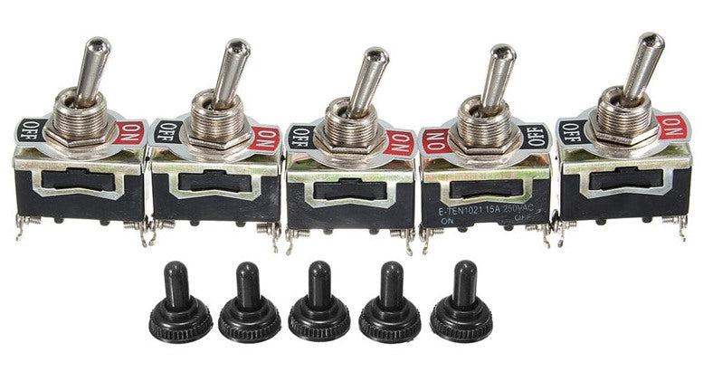 Heavy Duty 15A 250V SPST Toggle Switches in packs of five from PMD Way with free delivery worldwide