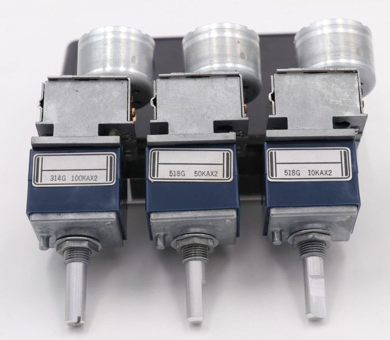 Useful Stereo Motorised Potentiometers for amplifiers and audio projects from PMD Way with free delivery worldwide