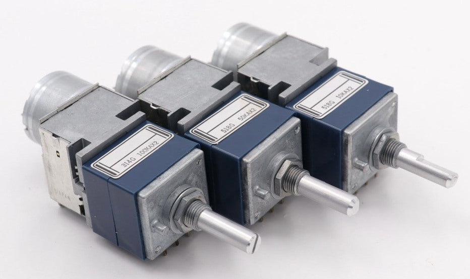 Useful Stereo Motorised Potentiometers for amplifiers and audio projects from PMD Way with free delivery worldwide