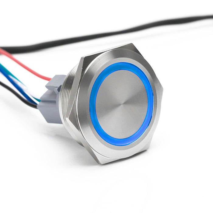 Illuminated 40mm Stainless Steel IP65 Push Button and Wiring Harness from PMD Way with free delivery