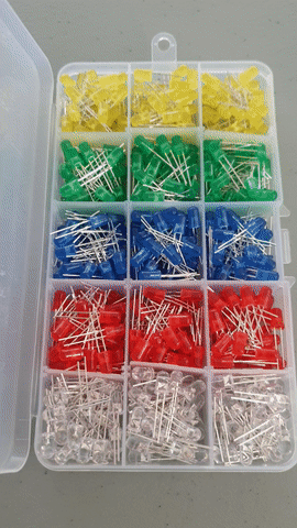 Assorted 5mm LED Kit - 500 Pack - Red Green Yellow Blue White from PMD Way with free delivery worldwide