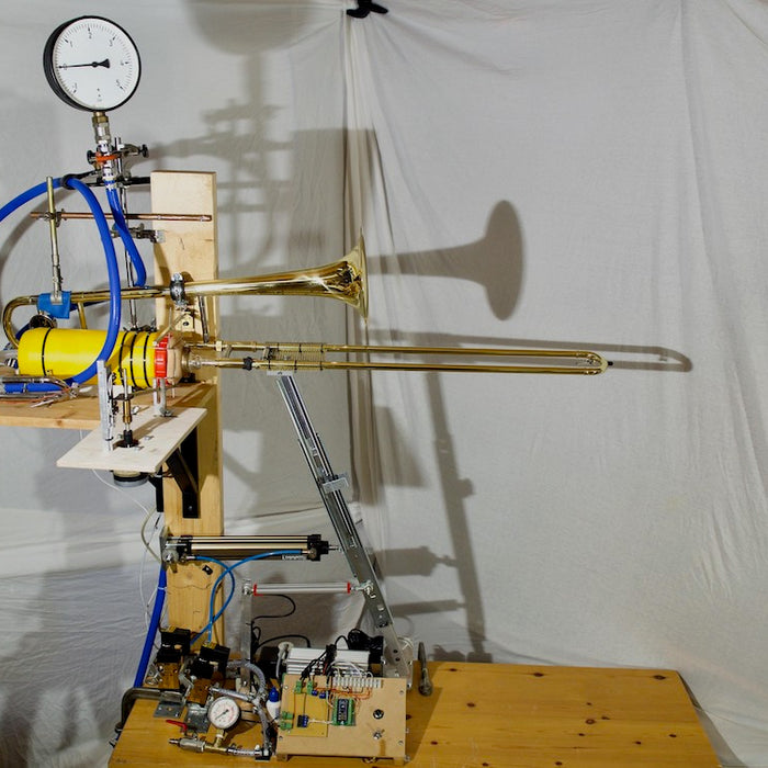 The RoboTrombo is a MIDI-controlled robotic trombone