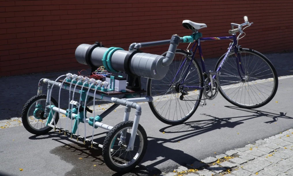 Bikelangelo is a water-dispensing graffiti bicycle trailer