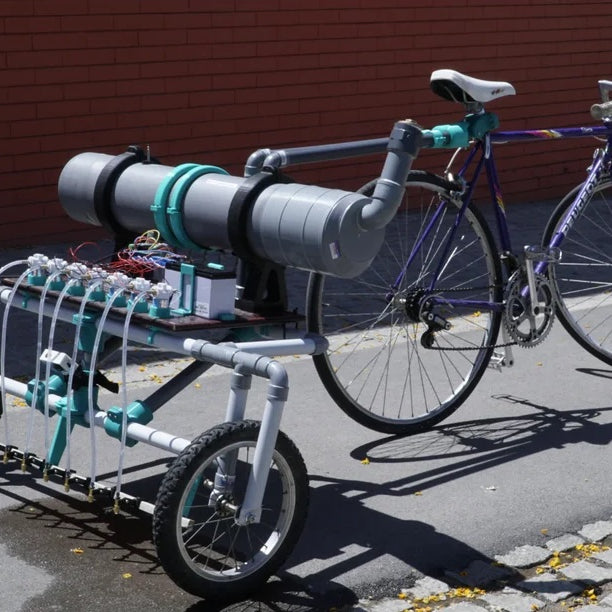 Bikelangelo is a water-dispensing graffiti bicycle trailer