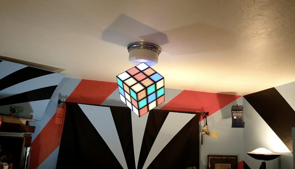 Arduino-controlled Rubik’s cube chandelier solves itself