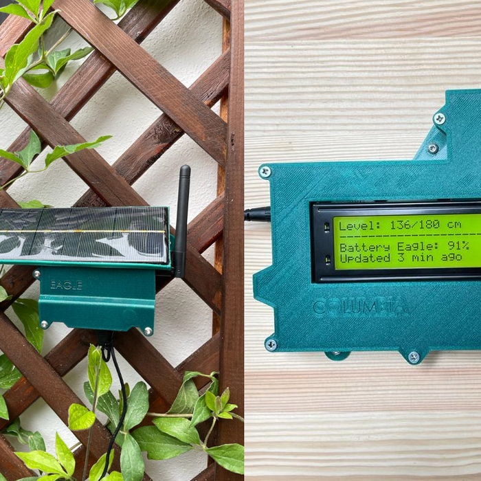 This system continuously monitors water levels for seven houses