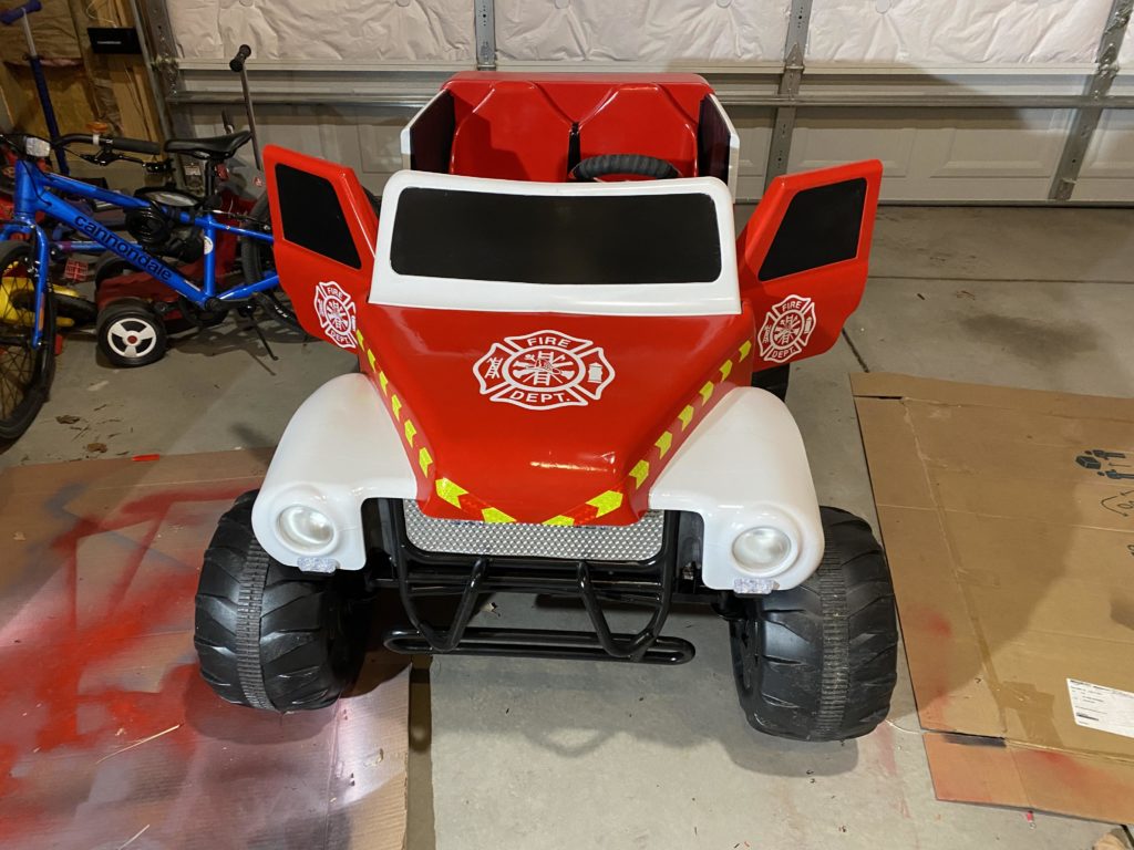 This dad converted a Power Wheels into a DIY fire truck toy, complete with a siren and lights