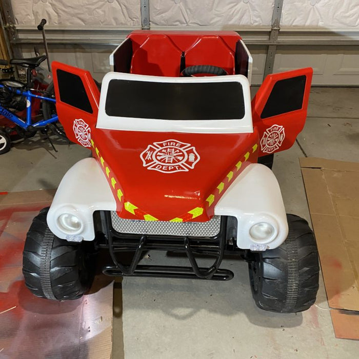 This dad converted a Power Wheels into a DIY fire truck toy, complete with a siren and lights