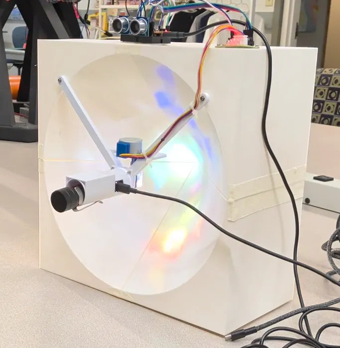 Projecting Rainbows by Spinning Dichroic Glass