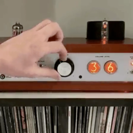 This Vacuum Tube Preamplifier Features a Nixie Tube Display and Motorized Volume Knob