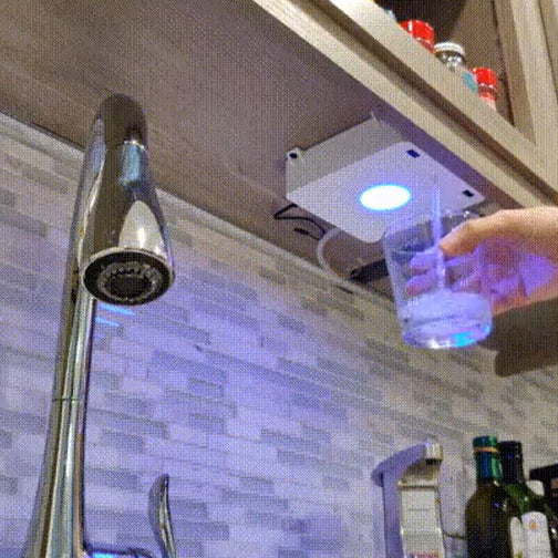 ESP8266-Controlled Water Dispenser Is Mounted Tidily Under Cabinets