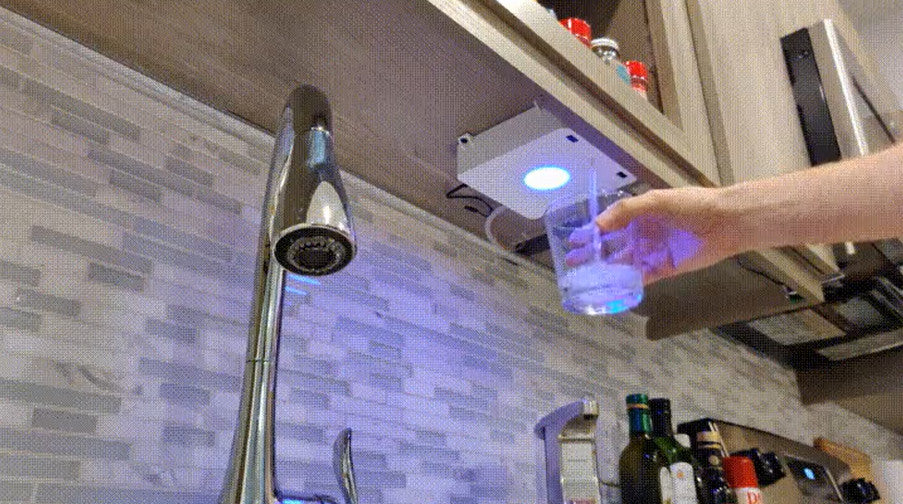 ESP8266-Controlled Water Dispenser Is Mounted Tidily Under Cabinets