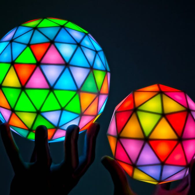 These geodesic RGB LED spheres are absolutely stunning