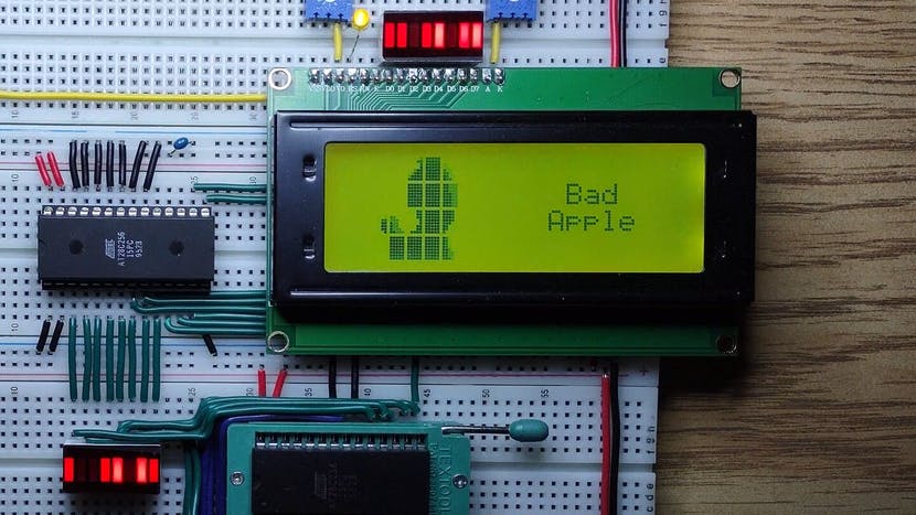 CPU-less Bad Apple Animation on a 20x4 Character LCD From a 32K EEPROM