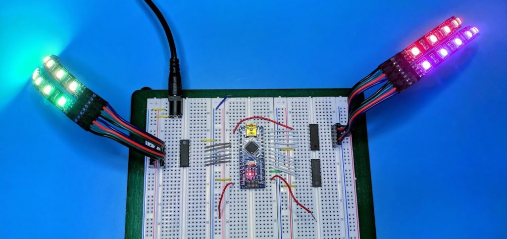 Control six separate RGB LED strips with a single Arduino Nano