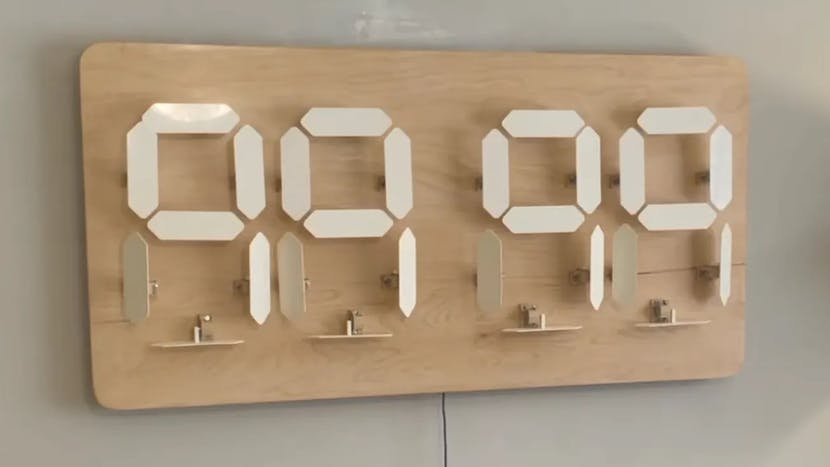 Charlie Sheen "Helps" Design a Seven-Segment Mechanical Clock